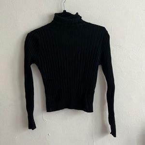 Zara | Black Cropped Ribbed Turtle Neck
